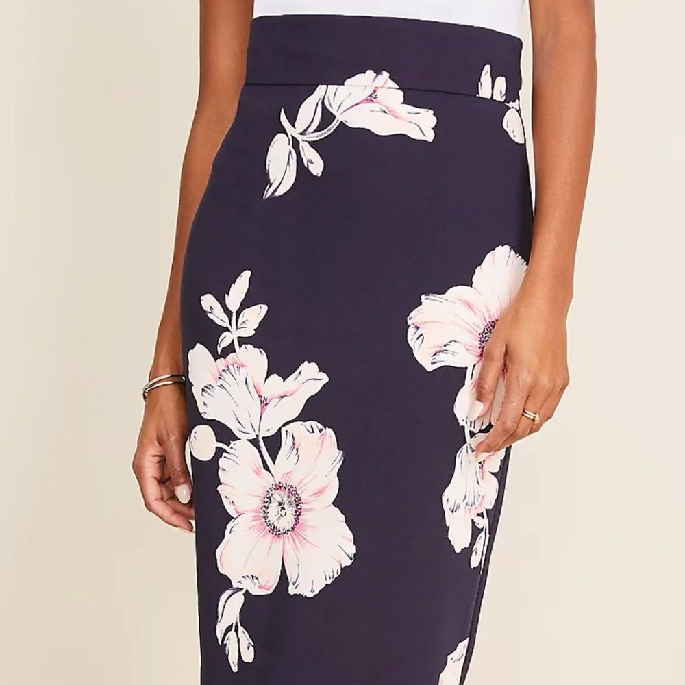 Ann Taylor Floral High Waist Pencil Skirt
